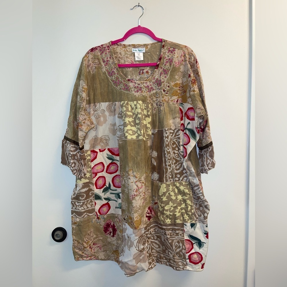 Ulla Popken Multicolor Patchwork Tunic - image 1